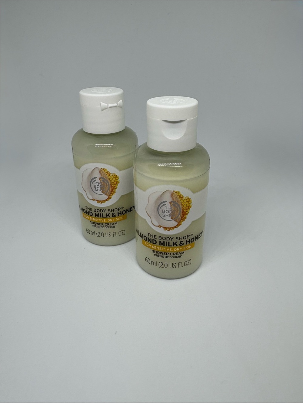 The Body Shop Almond Milk & Honey Shower Cream 2.0 oz. Travel Size Lot of 2